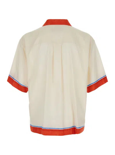 Dsquared2 Beige Shirt With Cuban Collar And Printed Logo On The Front In Cotton Man