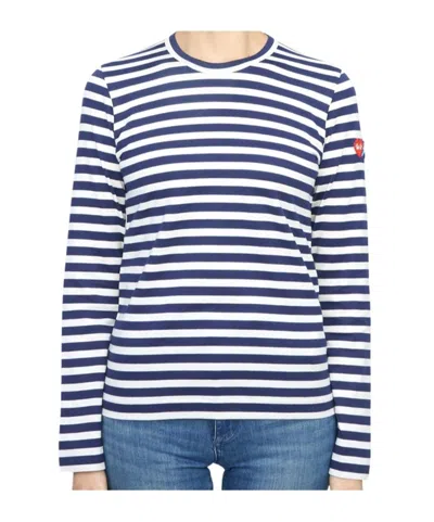 Comme Des Garçons Play X Invader Pixelated-heart Striped Top In Blue