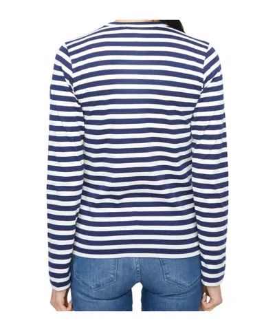 Comme Des Garçons Play X Invader Pixelated-heart Striped Top In Blue