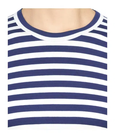 Comme Des Garçons Play X Invader Pixelated-heart Striped Top In Blue