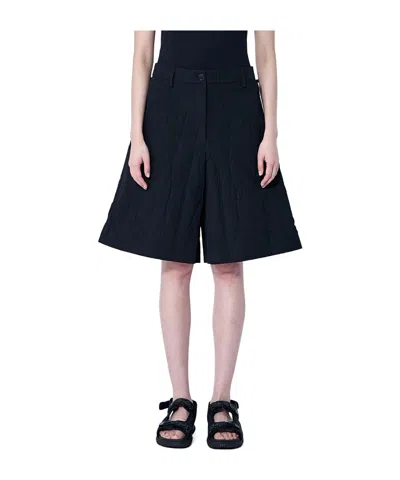 Cecilie Bahnsen Annika Quilted Knee-length Shorts In Black
