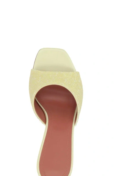 Amina Muaddi Yellow Satin Sandals With Hourglass Heel In Multi