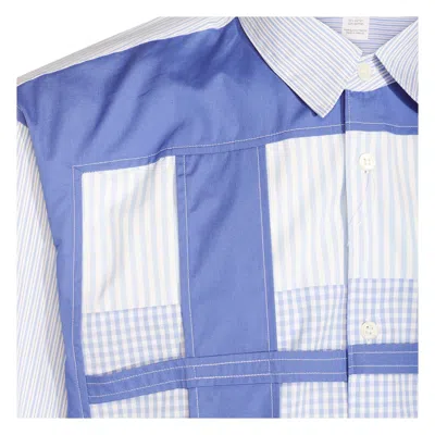 Comme Des Garçons Shirt Striped Patchwork Button-down Collar