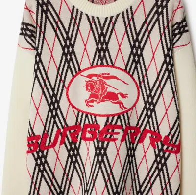 Burberry Men Row Neck Sweather With  Logo Print In Neutral