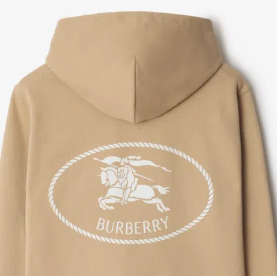 Burberry Knight Stamp Hoodie With Front Pocket In Nude