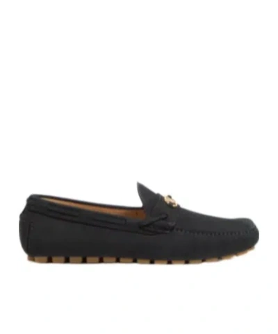 Valentino Fastaway Driver Loafers With Rubber Sole And Textured Finish In Black