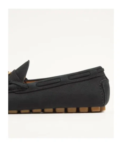 Valentino Fastaway Driver Loafers With Rubber Sole And Textured Finish In Black
