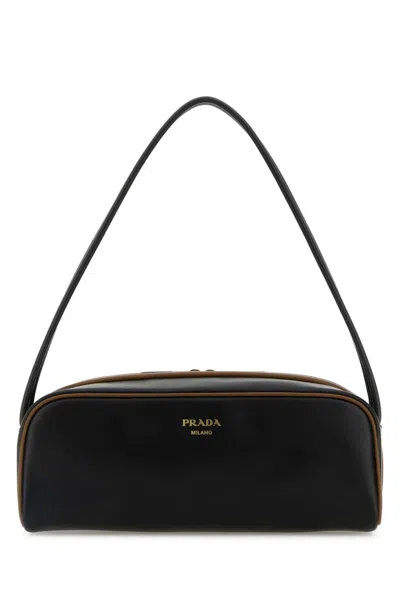 Prada Swing Smooth Leather Shoulder Bag In Black