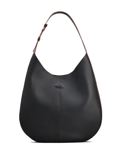 Tod's Sacca Hobo Black Grained Leather Bag