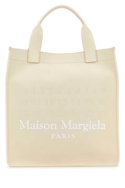 Maison Margiela Ivory Canvas Shopping Bag In Neutral
