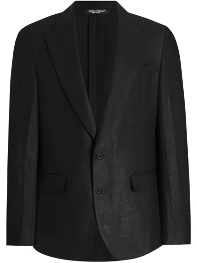 Dolce & Gabbana Black Single-breasted Linen Jacket