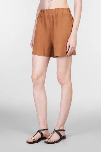 120% Lino Shorts In Brown Linen