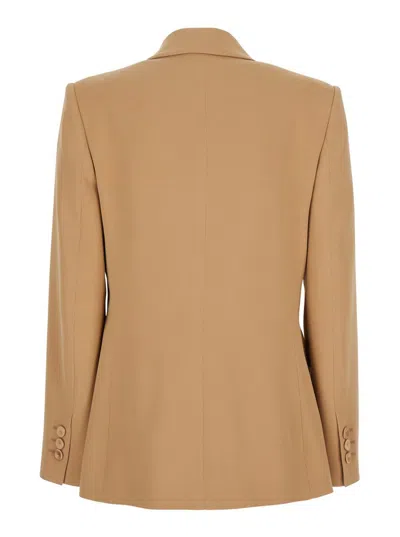 ALBERTA FERRETTI 'ENVER' BEIGE DOUBLE-BREASTED JACKET WITH POINTED LAPELS IN TECH FABRIC BLEND WOMAN 