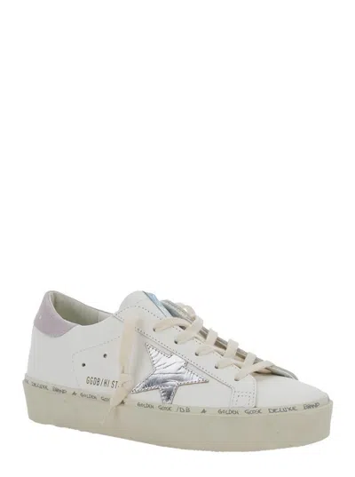 Golden Goose 'hi Star' White Low Top Sneakers With Laminated Star Patch On The Side