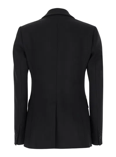 P.a.r.o.s.h Black Double-breasted Jacket With Peak Revers In Fabric Woman