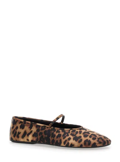 Jeffrey Campbell Dancerina Brown Ballet Shoes With Strap And Leopard Print In Tech Fabric Woman