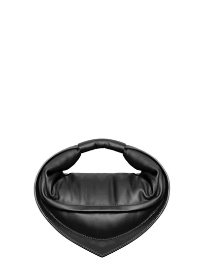 Federico Cina 'tortellino' Black Mini Handbag With Adjustable And Removable Shoulder Strap And Logo Lettering On T