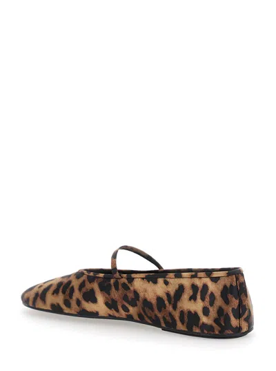 Jeffrey Campbell Dancerina Brown Ballet Shoes With Strap And Leopard Print In Tech Fabric Woman