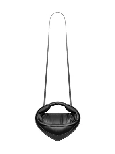 Federico Cina 'tortellino' Black Mini Handbag With Adjustable And Removable Shoulder Strap And Logo Lettering On T