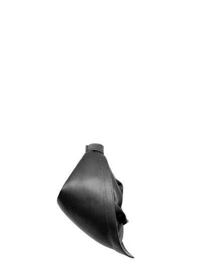 Federico Cina 'tortellino' Black Mini Handbag With Adjustable And Removable Shoulder Strap And Logo Lettering On T