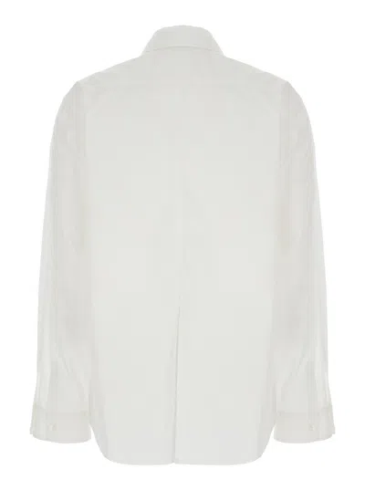 Pinko White Shirt With Classic Collar And Chest Pocket In Cotton Woman