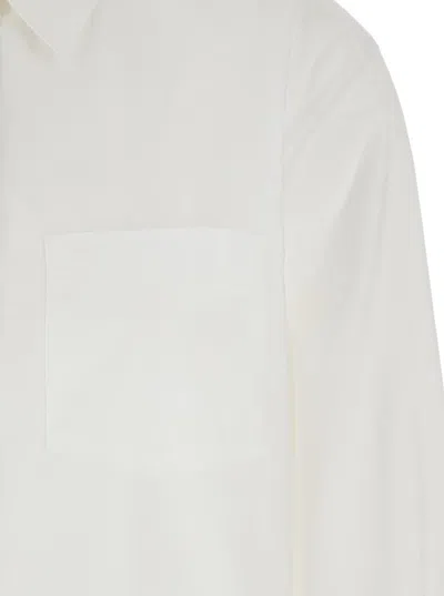 Pinko White Shirt With Classic Collar And Chest Pocket In Cotton Woman