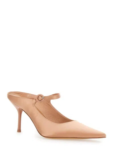 JEFFREY CAMPBELL 'TIYERA' BEIGE MULES WITH HIGH STILETTO HEEL AND BUCKLE CLOSURE IN LEATHER WOMAN 