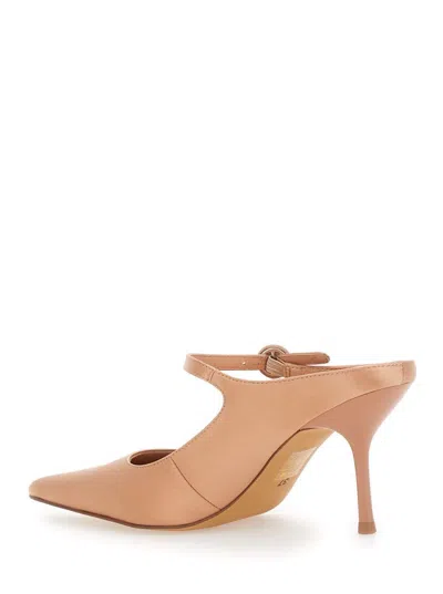Jeffrey Campbell Tiyera Beige Mules With High Stiletto Heel And Buckle Closure In Leather Woman