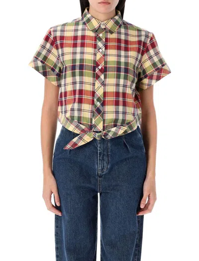 Shop Polo Ralph Lauren Cropped Plaid Tie-front Top