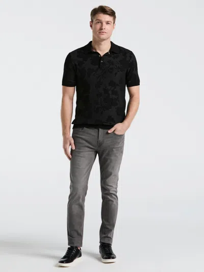 Perry Ellis Men's Jacquard Floral Polo Sweater In Black