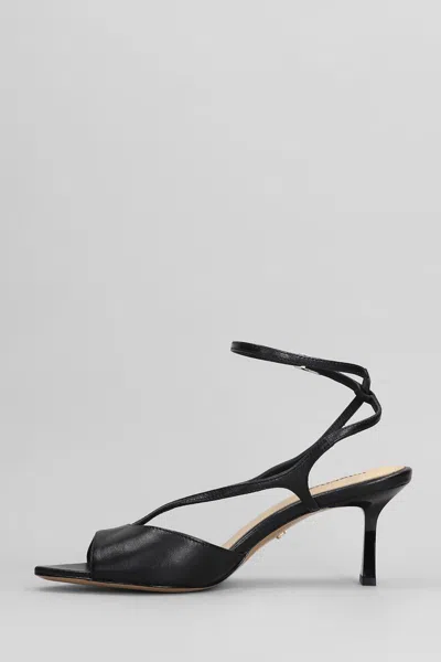 Lola Cruz Streep 65 Sandals In Black Leather In Black