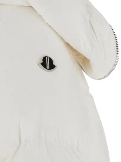 Moncler X Rick Owens 'cyclopic' White Down Jacket With Removable Hood And Logo Patch