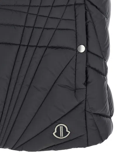 Moncler X Rick Owens 'megapenta' Black Vest With Logo Detail On The Zip Puller And Logo Patch On The Front
