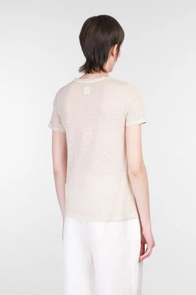 120% Lino Relaxed White Linen T-shirt With Scoop Neckline