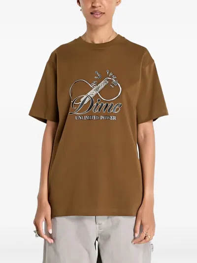 Dime Cursive Power T-shirt In Brown