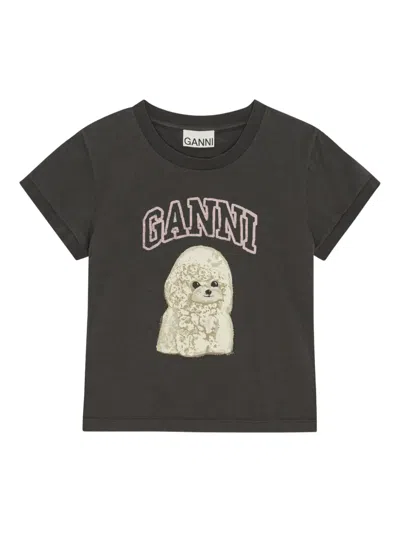 Ganni T-shirt In Cotone Ardesia   Donna In Blue