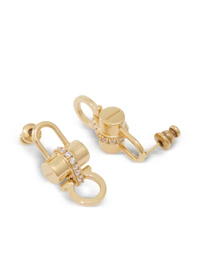 Ferragamo Women Crystal Embellished Padlock Earrings