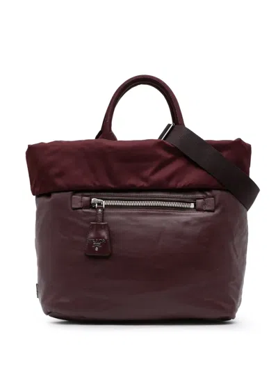 Pre-owned Prada 2000-2024 Tessuto And Nappa Reversible Satchel