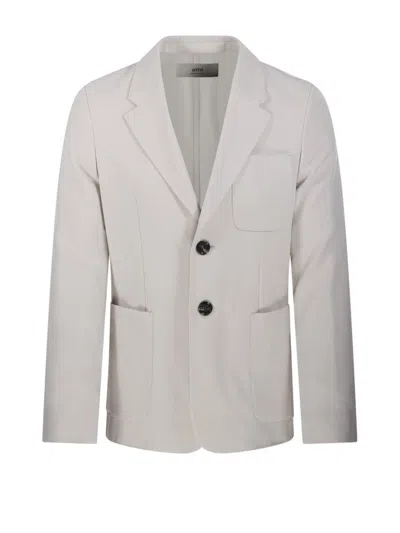 Ami Alexandre Mattiussi Ami Tailored Two-button Jacket With Notched Lapel In White