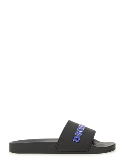 DSQUARED2 BLACK SLIDES WITH BOLD LOGO 