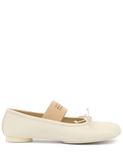Mm6 Maison Margiela White Leather Anatomic Ballerinas