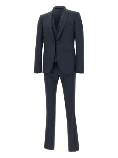 Corneliani Wool Three-piece Formal Suit In Blue
