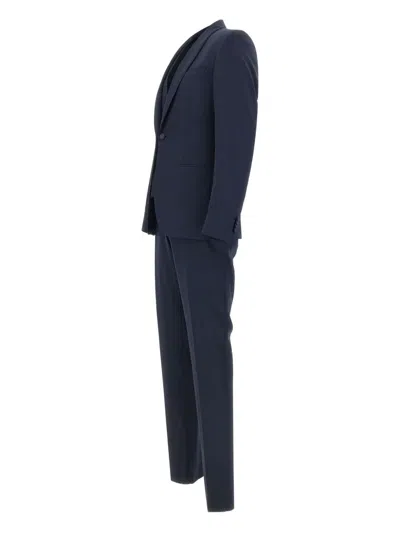 Corneliani Wool Three-piece Formal Suit In Blue