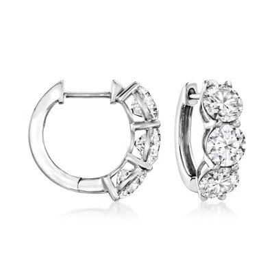 Ross-simons Lab-grown Diamond Huggie Hoop Earrings In 14kt White Gold