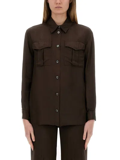 Aspesi Brown Relaxed-fit Shirt With Classic Collar