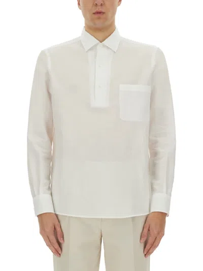 Shop Zegna Cotton-linen Blend Shirt With Classic Collar