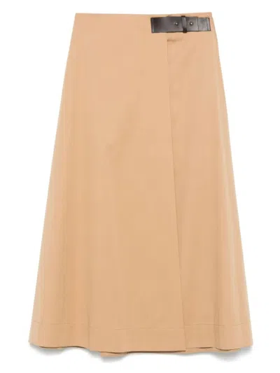Shop Lorena Antoniazzi Sand Beige A-line Midi Skirt