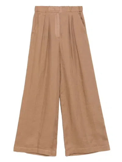 Lorena Antoniazzi Camel Brown Pleat-detailing Trousers