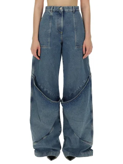 Attico Sky Blue Baggy Jeans With Large Pockets