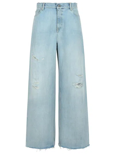 Golden Goose Wide Leg Boyfriend Jeans With Distressed Details